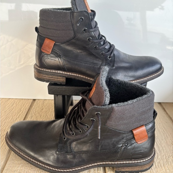 Bull Boxer Men’s Black Leather Boots with Signature Swoosh - Picture 3 of 16